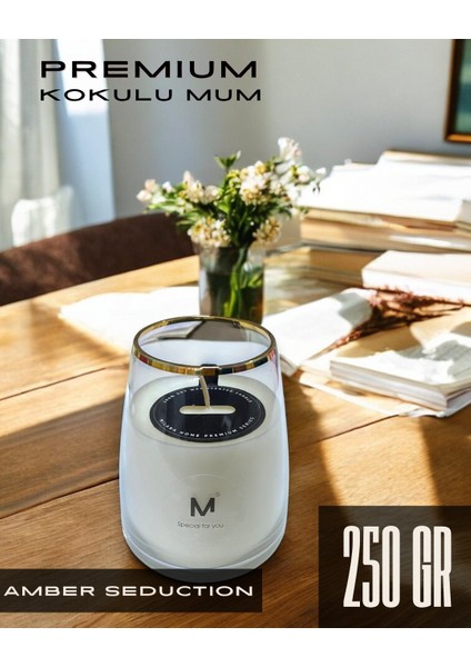 Kokulu Mum Altın Varaklı Cam Bardak Amber Seduction 250 gr