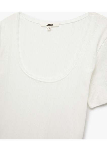 Slim Fit Pamuklu Derin U Yaka Kısa Kollu Tişört modelleri