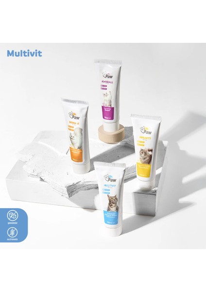 Multivit Malt Paste: Kediler İçin Glütensiz ve Şekersiz Günlük Vitamin Takviyesi (100 gr)