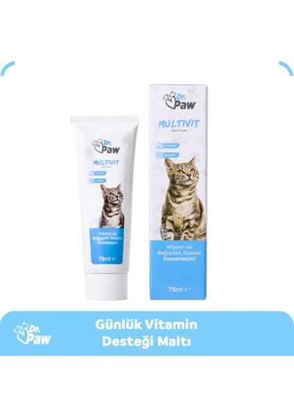 Multivit Malt Paste: Kediler İçin Glütensiz ve Şekersiz Günlük Vitamin Takviyesi (100 gr)