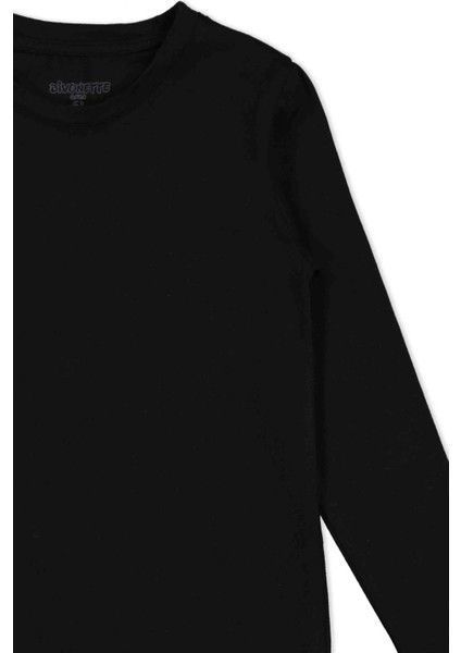 Unisex Uzun Kollu 3'lü Set Düz Renkli Tişört - Kız Erkek Çocuk