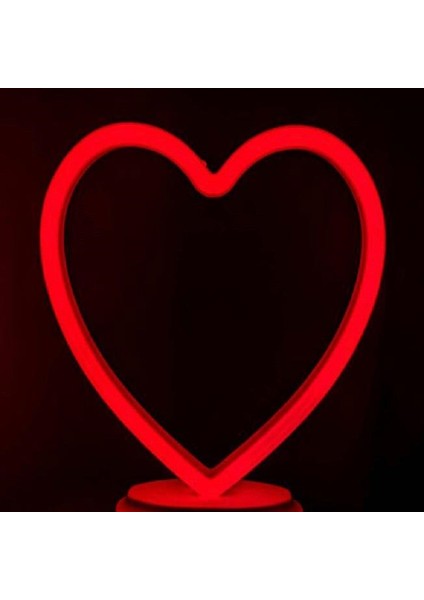 Kırmızı Kalpli LED Işık Yılbaşı Işıkları Decor Heart Red LED Light Pilli LED Işık Kırmızı Neon LED Işık