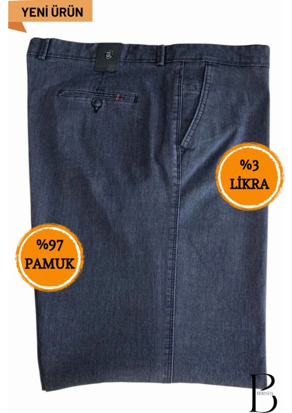 Rahat Kesim Likralı Pamuklu Erkek Baba Siyah Keten Pantolon