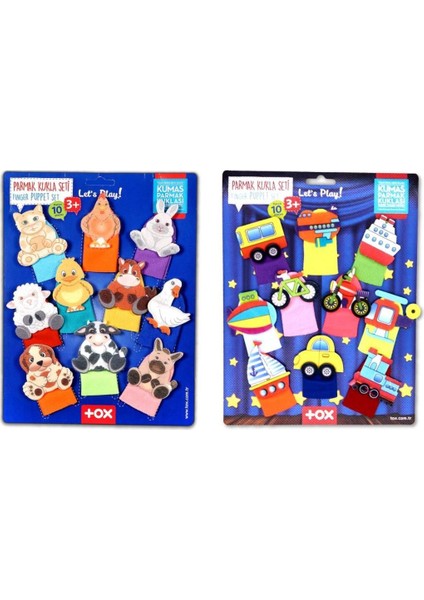 2 Set - 20 Parça Taşıtlar ve Evcil Hayvanlar Parmak Kukla T772 T181