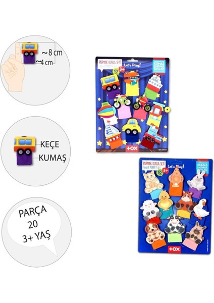 2 Set - 20 Parça Taşıtlar ve Evcil Hayvanlar Parmak Kukla T772 T181 modelleri