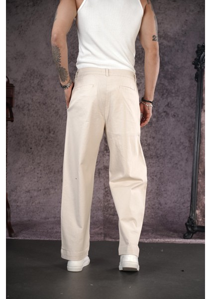 Pileli Cepli Bol Paça Gabardin Pantolon