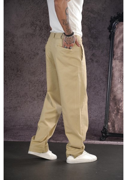 Kuşaklı Baggy Kalıp Gabardin Pantolon