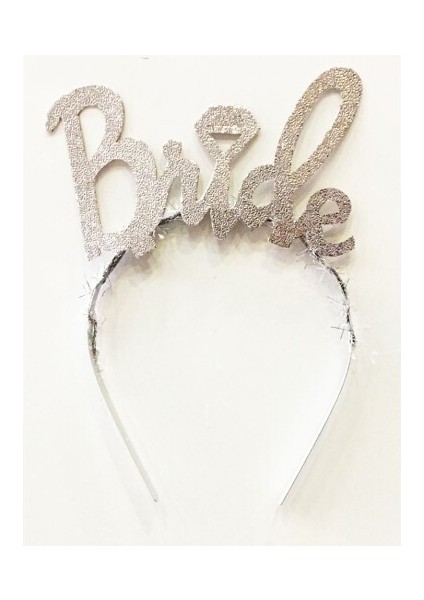 Gümüş Renk Bekarlığa Veda İtalik Yazı Alyanslı Bride Taç
