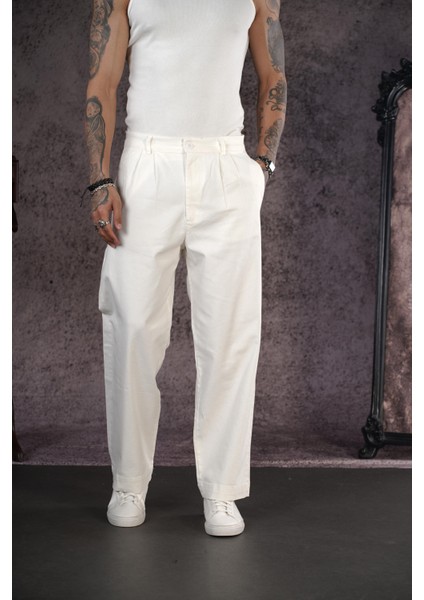 Pileli Cepli Bol Paça Gabardin Pantolon