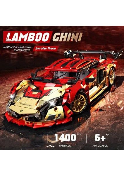 Lambo Cyberpunk Spor Araba Modeli Yapı Taşları Yarış Arabası Montajlı Oyuncaklar (Yurt Dışından)