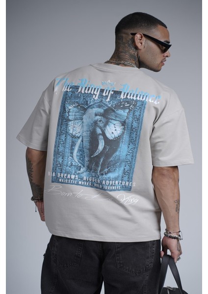 The King Of Balance Baskılı Oversize Kalıp Unisex Tişört