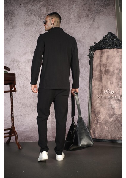 Regular Kalıp Blazer Keten Alt Üst Takım