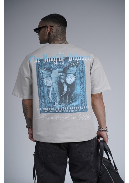The King Of Balance Baskılı Oversize Kalıp Unisex Tişört indirimleri