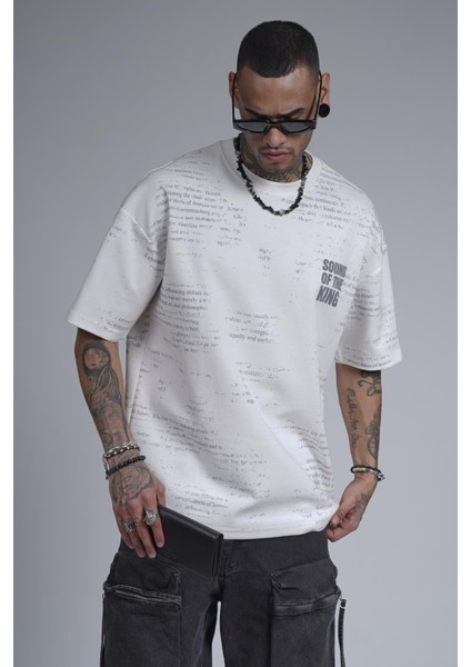 Bisiklet Yaka Silik Baskı Detaylı Unisex Oversize Kalıp Tişört fiyatları