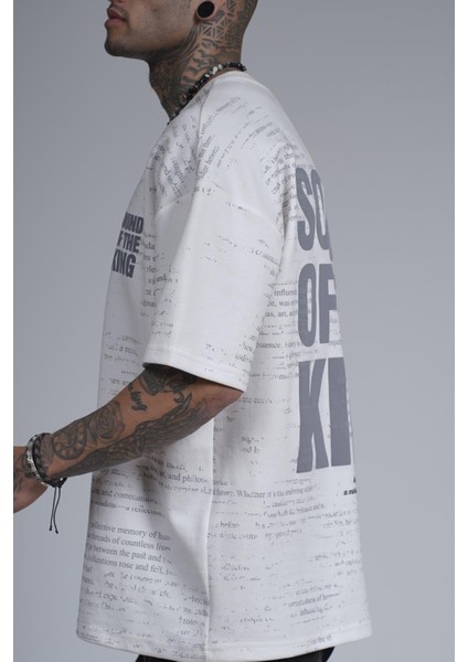 Bisiklet Yaka Silik Baskı Detaylı Unisex Oversize Kalıp Tişört modelleri