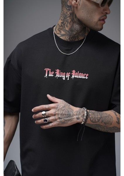 The King Of Balance Baskılı Oversize Kalıp Unisex Tişört indirimleri