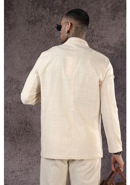 Regular Kalıp Blazer Keten Alt Üst Takım