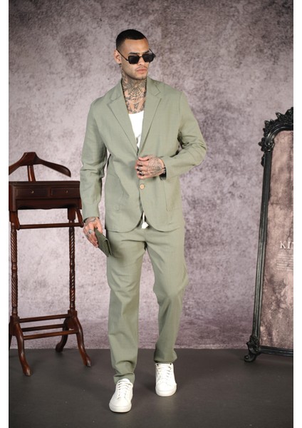 Regular Kalıp Blazer Keten Alt Üst Takım fiyatları