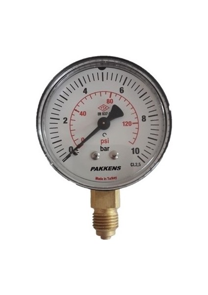 0-10 Bar 100 mm (10 cm Çap) 1/2" Alttan Bağlantılı Manometre