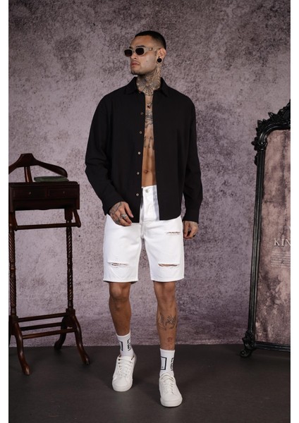 Regular Kalıp Düz Keten Erkek Gömlek fiyatları