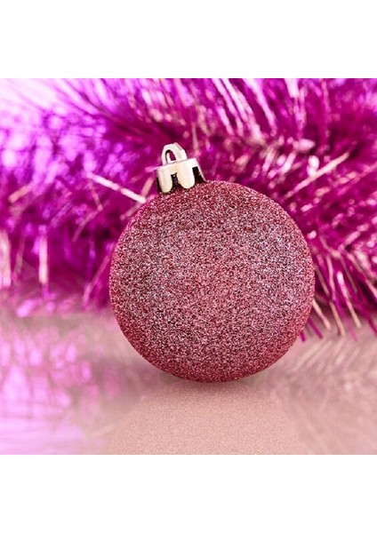 Vıp Kalite 5 cm 12 Adet Simli Pembe Top Yılbaşı Ağacı Süsleri Vitrin Süsleri Pembe Yılbaşı Top Süsler Pembe Noel Ağacı Süsleri