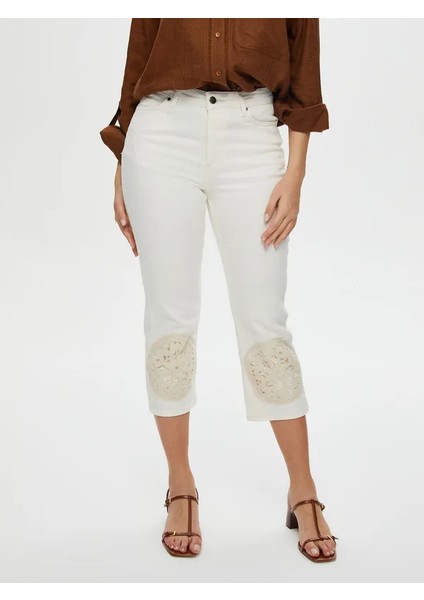 Paçası Kroşe Patch Detaylı Straight Fit Jean Caprı S25JCP006