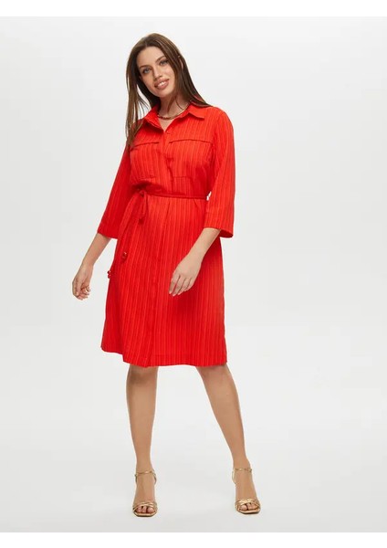Kendinden Dokulu Kısa Kol Gömlek Elbise S25ELB007 fiyatları