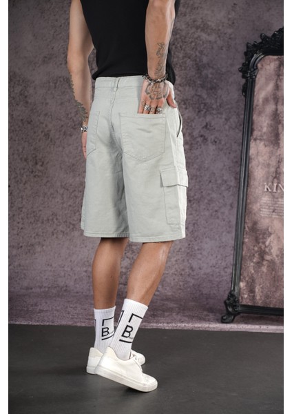 Yüksek Bel Kargo Cepli Erkek Kot Kapri Şort modelleri