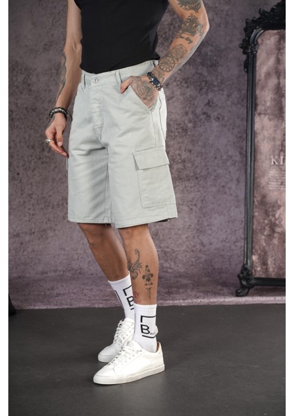 Yüksek Bel Kargo Cepli Erkek Kot Kapri Şort indirimleri