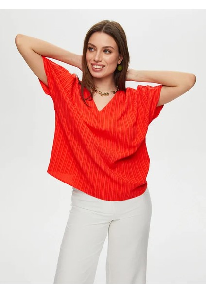 Kısa Kollu Kendinden Dokulu Bluz S25BLZ011