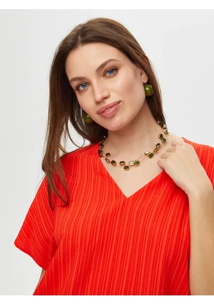 Kısa Kollu Kendinden Dokulu Bluz S25BLZ011 indirimleri