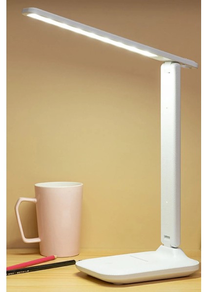 Şarjlı Masa Lambası - 3 Renk Dokunmatik Telefon Standlı 9W LED 800 Lümen USB Şarjlı