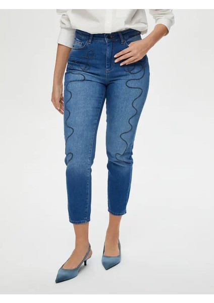 Yanları Ip Nakışlı Slim Fit Jean Pantolon S25JPN003