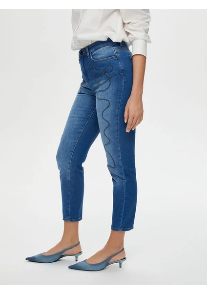 Yanları Ip Nakışlı Slim Fit Jean Pantolon S25JPN003