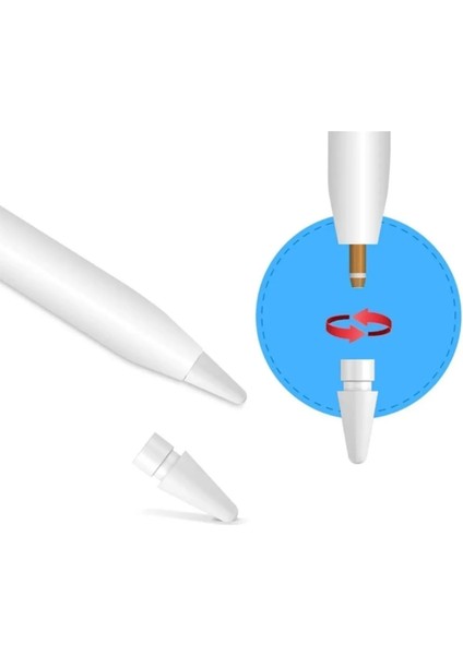 Apple Pencil Kalem Ucu 1 ve 2 Nesil Yedek Uç 2'li Stylus Kalem Uçları