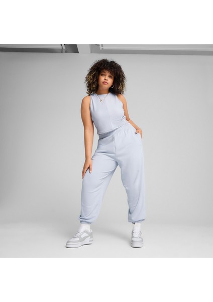 Wardrobe Ess Ribbed Crop Top Kadın Mavi Atlet.47 fiyatları