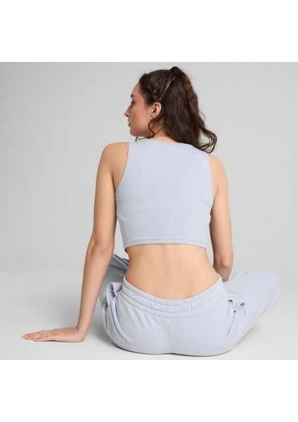 Wardrobe Ess Ribbed Crop Top Kadın Mavi Atlet.47 modelleri
