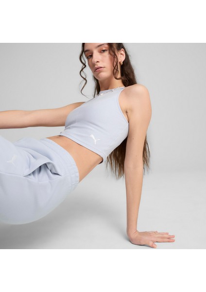 Wardrobe Ess Ribbed Crop Top Kadın Mavi Atlet.47 fırsatları