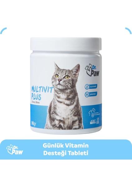 - Multivit Plus: Kediler İçin Glutensiz ve Şekersiz Günlük Vitamin Takviyesi Çiğnenebilir Tablet (90 gr)