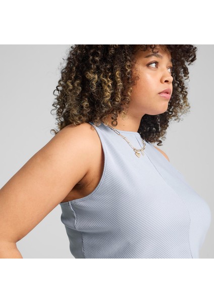Wardrobe Ess Ribbed Crop Top Kadın Mavi Atlet.47 indirimleri