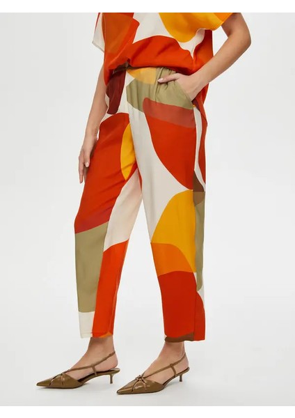 Geometrik Soyut Desen Comfort Fit Viskon Pantolon S25PNT020