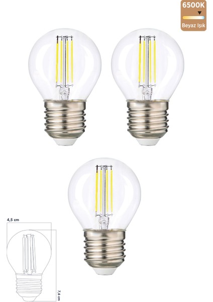 LED Filament Rustik Ampul 6 Watt E27 Beyaz Işık ERD-247
