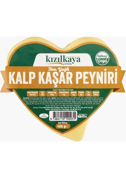 Kalp Kaşar Peyniri 400G