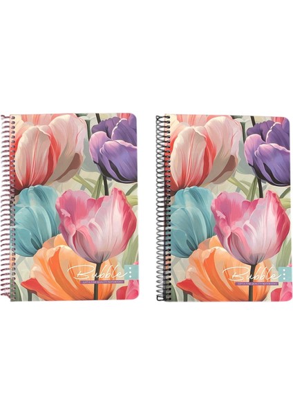 Bubble Book Spiralli Sert Kapak Defter 17*24 100 Yp. 2'li Set ( 1 Kare + 1 Çizgili )