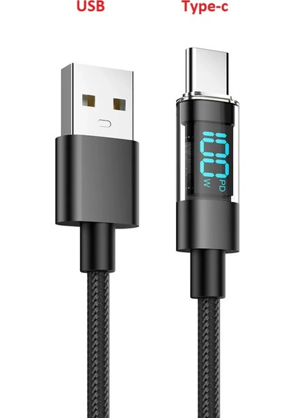 Dijital Ekranlı Hızlı Şarj Kablosu USB Type-C 100W Apple iPhone Lightning Hızlı Şarj Kablosu 27W