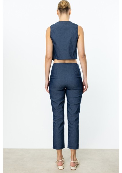 Çimalı Boru Paça Pantolon Lacivert 54903