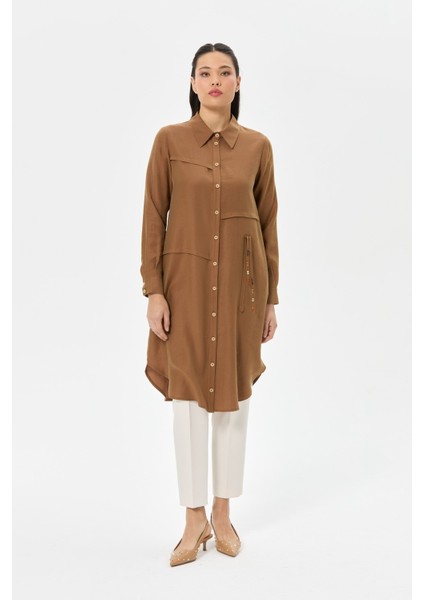 Pili Detaylı Tunik Kahve