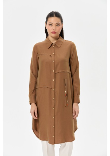 Pili Detaylı Tunik Kahve