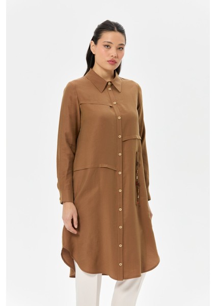 Pili Detaylı Tunik Kahve