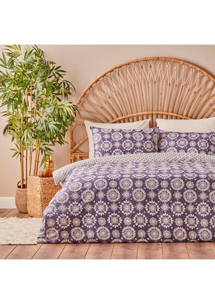 Pamuk Ranforce Misa King Size Nevresim Seti Mor (260 x 240 cm )